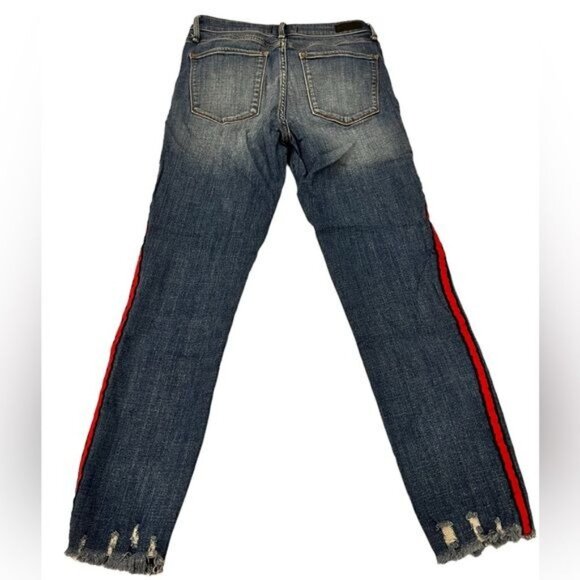 Abercrombie & Fitch A&F Simone High Rise Ankle Tuxedo Red Stripe Jeans Size 6 - Picture 7 of 13